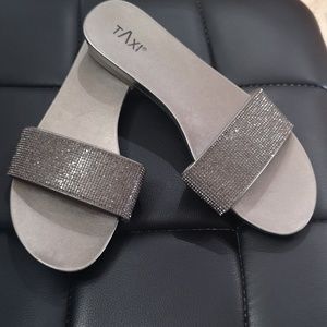 NWOT Taxi Glitter Slides Sz 40/9 Slip On Sparkle Comfortable